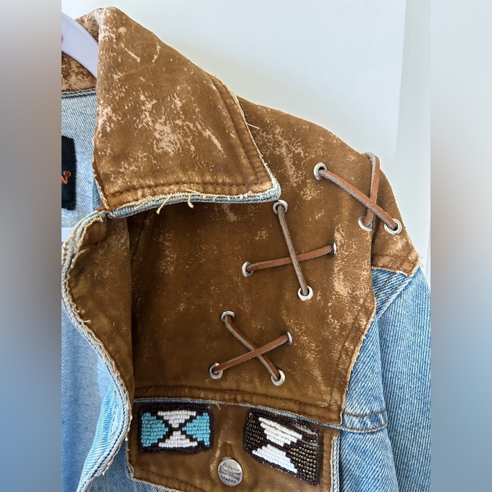 Vintage Authentic Johnny Hallyday Western Passion Denim and Suede Jacket Size M - Picture 5 of 13